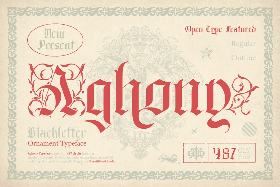 Aghony gothic font preview
