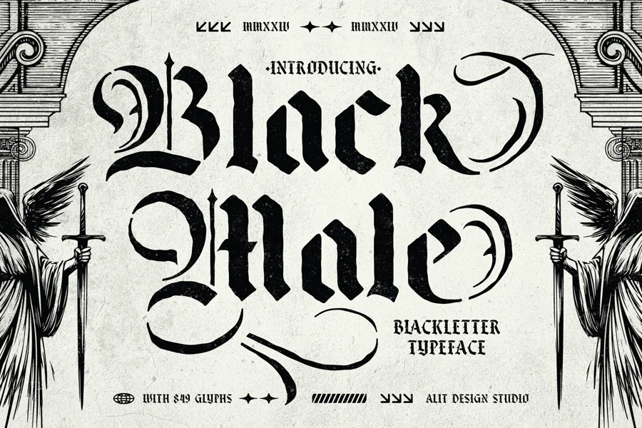 Black Male gothic font preview