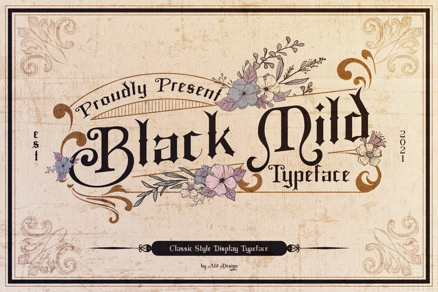 Black Mild gothic font preview