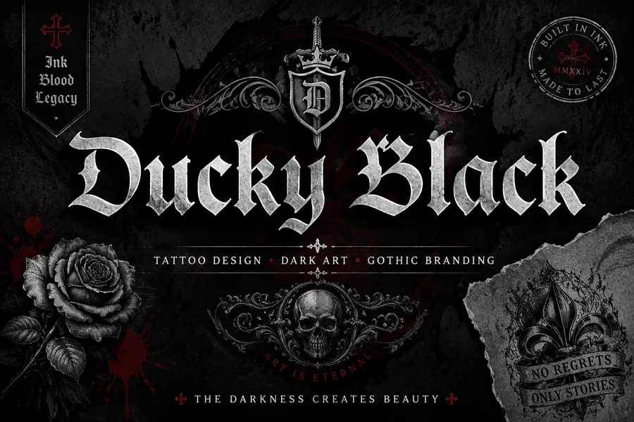 Ducky Black gothic font preview