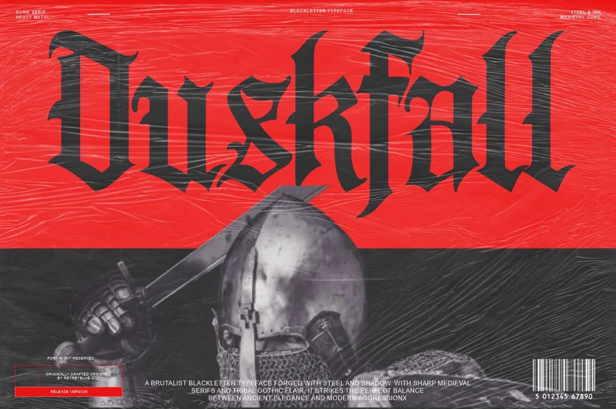 Duskfall gothic font preview