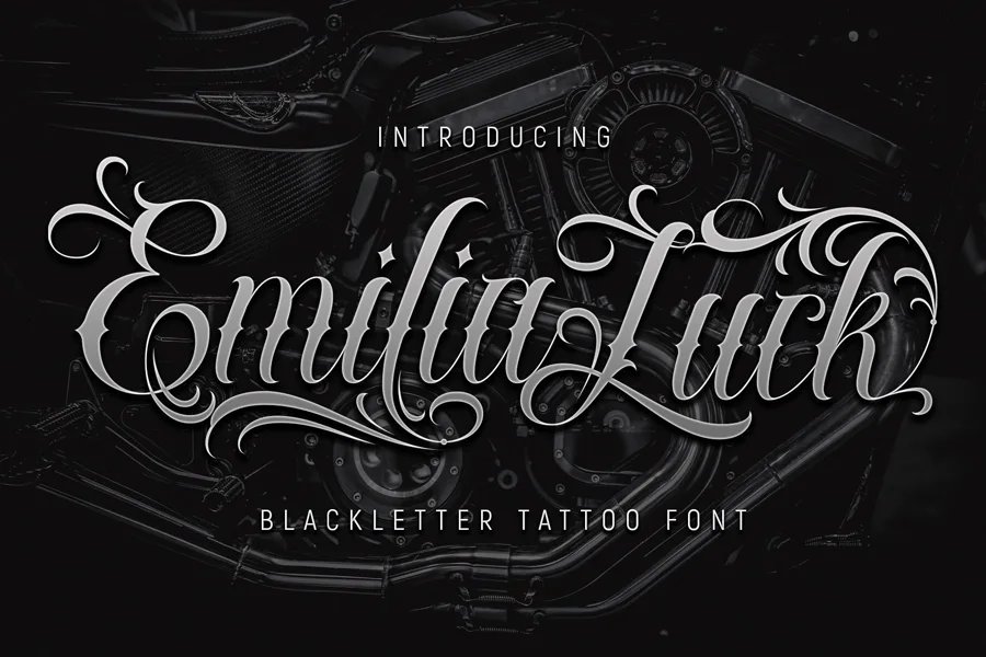 Emilia Luck gothic font preview
