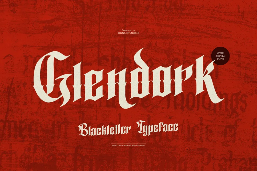 Glendork gothic font preview