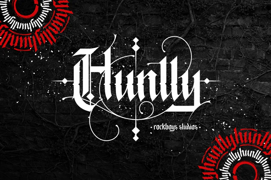 Huntly gothic font preview