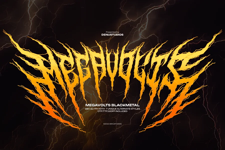 Megavolts gothic font preview