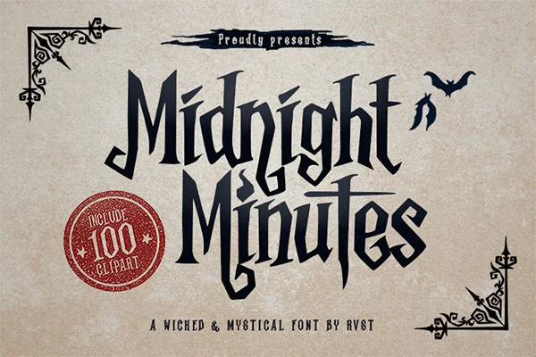 Midnight Minutes gothic font preview