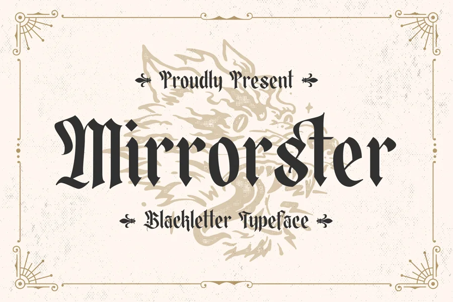 Mirrorster gothic font preview