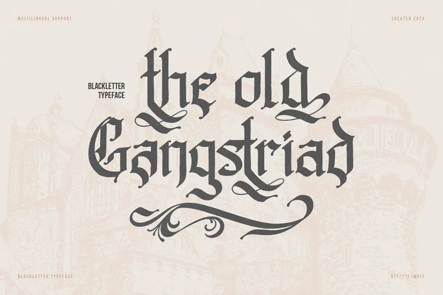 Old Gangstriad gothic font preview
