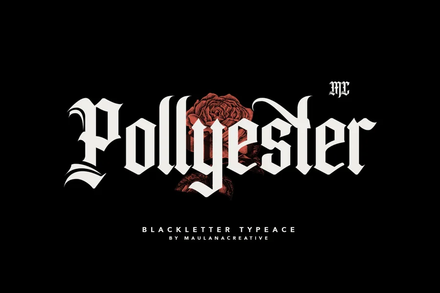 Pollyester gothic font preview