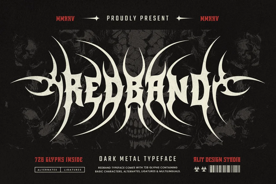 Red Band gothic font preview