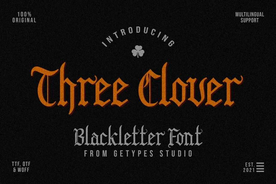 Three Clover gothic font preview