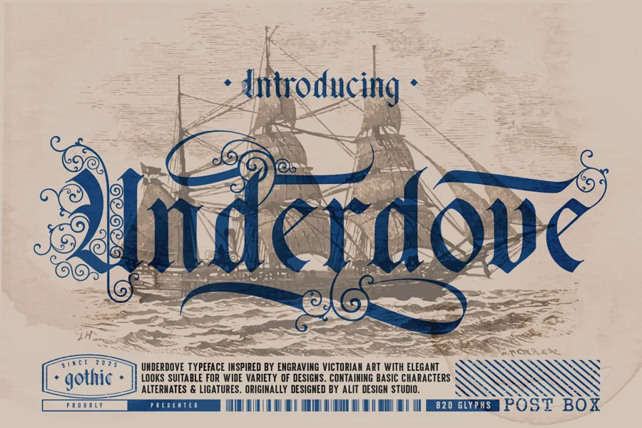 Underdove gothic font preview